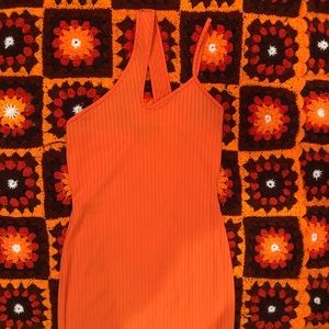 Bright orange Asymmetric Strap Detail Dress